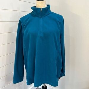 LANDS END WOMENS QUARTER ZIP FLEECE SZ 1X TEAL BLUE GREEN POLARTEC  OUTDOORWEAR